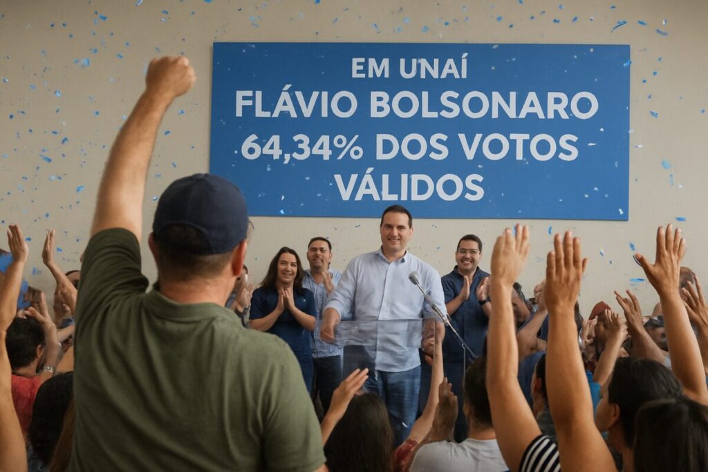 Flávio Bolsonaro vence Lula com 64,34% dos votos em Unaí